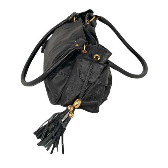 Eberle Fashion Faux Leather Purse with Tassels, Black - Picture 2 of 6